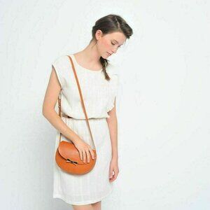 Des Petits Hauts Santine Marine Mini Dress Kimono Ruffle Solid Cotton S 218352